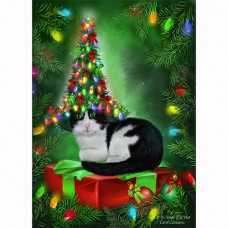 FURRY CHRISTMAS DELIGHTS Cat in Xmas Tree Hat